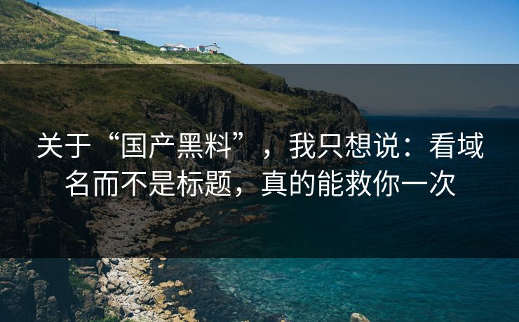关于“国产黑料”，我只想说：看域名而不是标题，真的能救你一次
