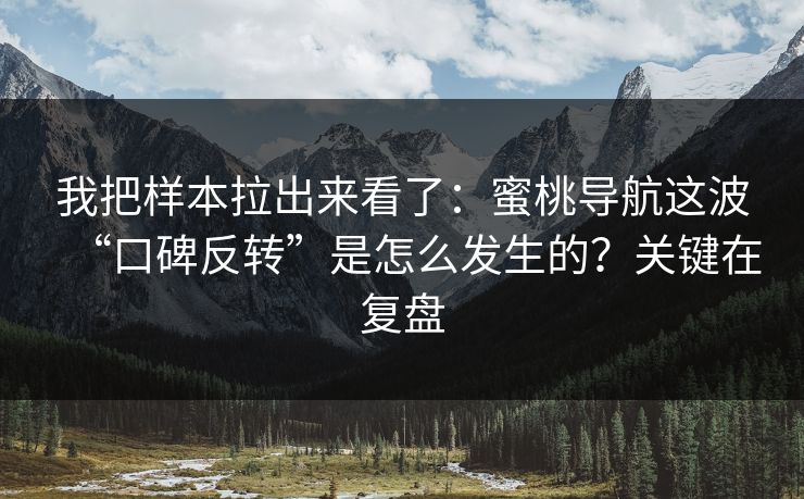 我把样本拉出来看了:蜜桃导航这波“口碑反转”是怎么发生的?关键在复盘 我把样本拉出来看了:蜜桃导航这波“口碑反转”是怎么发生的?关键在复盘